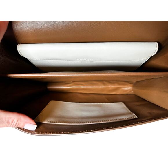 Prada Vitello Tri-Color Sound Top Handle Satchel 2Way Bag White Naturale - Picture 6 of 9